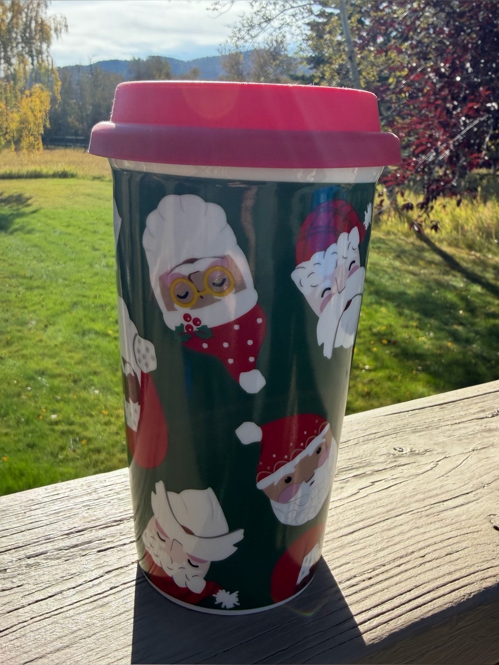 NEW Santa Stoneware Travel Mug